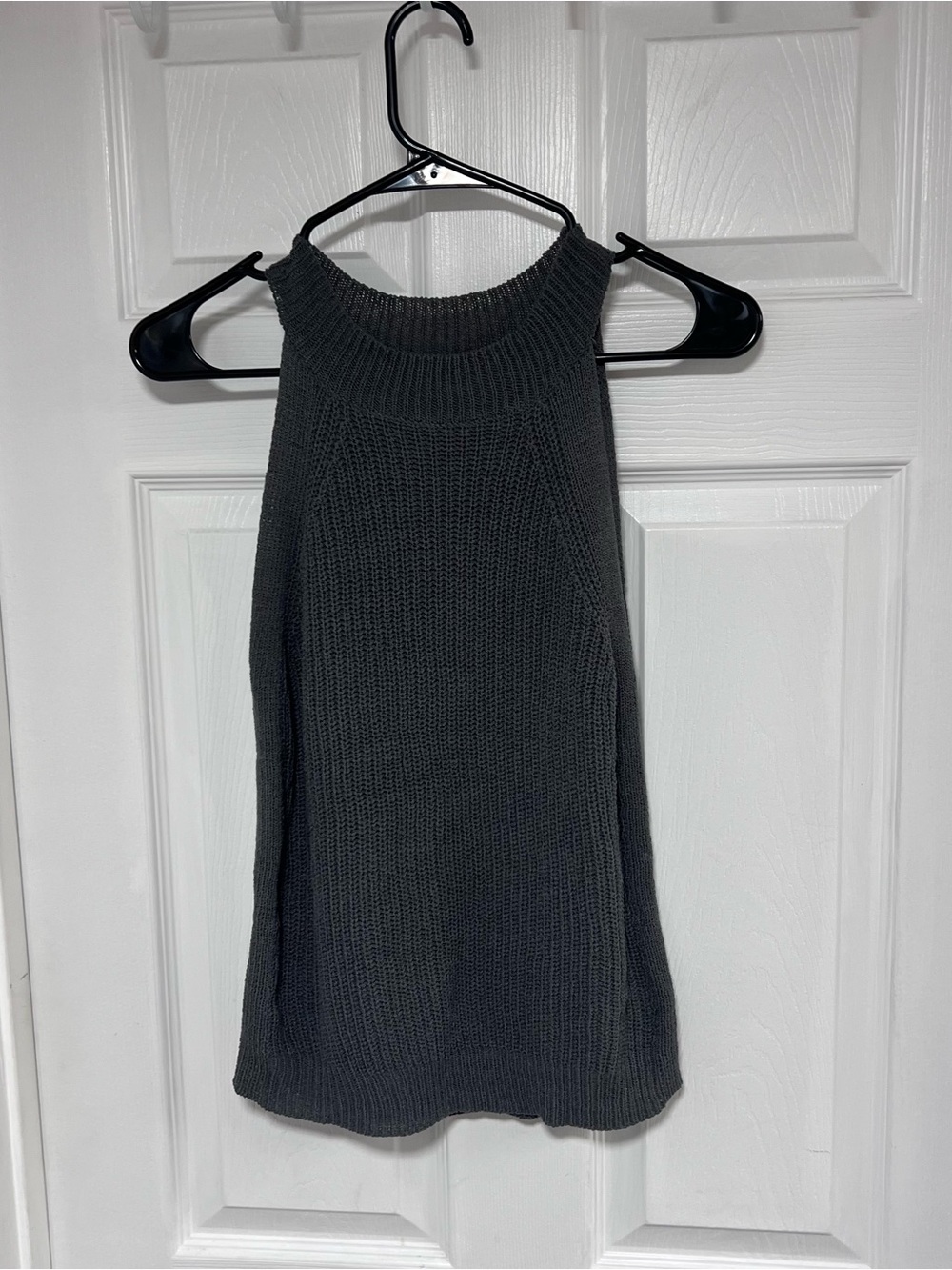 LA MIEL Charcoal Sleeveless Knit Halter Sweater Size L